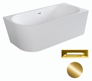 Besco Akrylátová volně stojící rohová vana Zoya 150x75 (170x80) bílá Rozměry (cm): 170x80, Typ a barva výpustě: Click-Clack s přepadem, zlatá, Orientace: Pravá