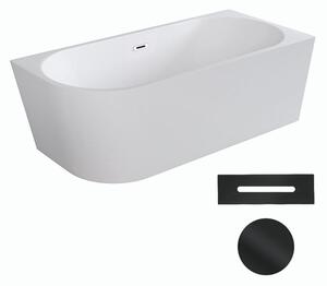 Besco Akrylátová volně stojící rohová vana Zoya 150x75 (170x80) bílá Rozměry (cm): 150x75, Typ a barva výpustě: Click-Clack s přepadem, černá, Orientace: Pravá