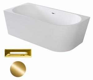 Besco Akrylátová volně stojící rohová vana Zoya 150x75 (170x80) bílá Rozměry (cm): 170x80, Typ a barva výpustě: Click-Clack s přepadem, zlatá, Orientace: Levá