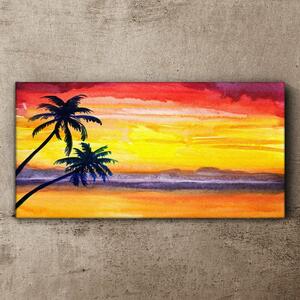 Obraz na plátně Obraz na plátně Západ slunce palmy