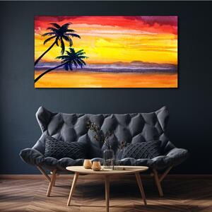 Obraz na plátně Obraz na plátně Západ slunce palmy