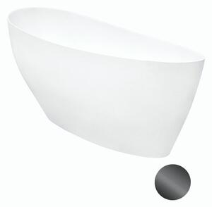 Besco Volně stojící vana z litého mramoru Keya 165x70 Barva: Bílá, Rozměry (cm): 163,5x70,5, Typ a barva výpustě: Click-Clack s horním čištěním, grafit