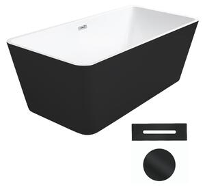 Besco Akrylátová volně stojící vana Evita BW 160x80 Barva: Bílá/černá, Rozměry (cm): 160x80, Typ a barva výpustě: Click-Clack s přepadem, černá