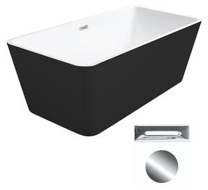 Besco Akrylátová volně stojící vana Evita BW 160x80 Barva: Bílá/černá, Rozměry (cm): 160x80, Typ a barva výpustě: Click-Clack s přepadem, chrom