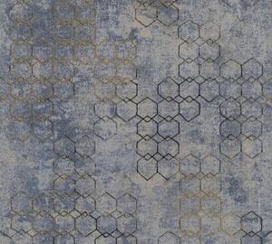Vliesová tapeta na zeď New Walls 37424-5 | 0,53 x 10,05 m | zlatá, modrá, šedá | A.S. Création