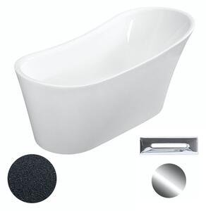 Besco Akrylátová volně stojící vana Calima Glam G 170x74 Barva: Bílá/grafit, Rozměry (cm): 170x74, Typ a barva výpustě: Click-Clack s přepadem, chrom