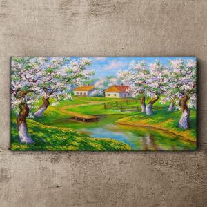 Obraz na plátně Obraz na plátně Krajiny stromy květiny voda