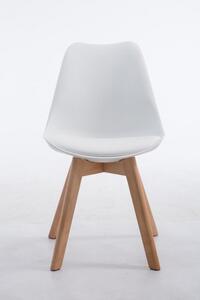 Jídelní / konferenční židle Borna V2 syntetická kůže, přírodní podnož, bílá