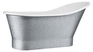 Besco Volně stojící vana z litého mramoru Gloria Glam G 150x67 (160x67,5) Barva: Bílá/stříbrná, Rozměry (cm): 150x67