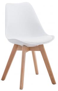 Jídelní / konferenční židle Borna V2 syntetická kůže, přírodní podnož (dub), bílá