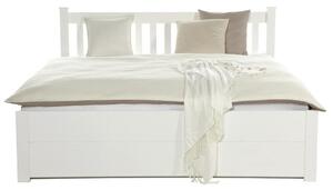 Dřevěná manželská postel Lyon, Bílá, 140x200 Cm