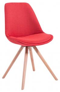 Jídelní / konferenční židle Tomse látkový potah, podnož kulatá přírodní podnož (dub), červená