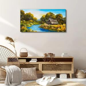 Obraz na plátně Obraz na plátně Lesní řeka Sky Cottage
