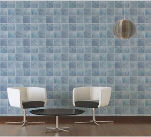 A.S. Création | Vliesová tapeta na zeď New Studio 37388-2 | 0,53 x 10,05 m | modrá, krémová, šedá