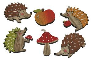 Dřevěná dekorace závěsná ježek 6 ks
