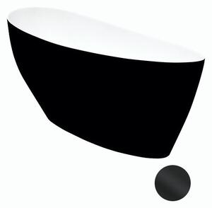 Besco Volně stojící vana z litého mramoru Keya BW Matt 165x70 Barva: Bílá/černá, Rozměry (cm): 163,5x70,5, Typ a barva výpustě: Click-Clack standard, chrom