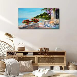 Obraz na plátně Obraz na plátně Pobřeží květy mořská obloha