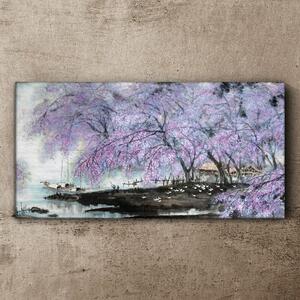 Obraz na plátně Obraz na plátně Strom květiny čluny