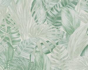 Vliesová tapeta na zeď Greenery 36820-2 | 0,53 x 10,05 m | zelená, bílá | A.S. Création
