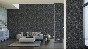 A.S. Création | Vliesová tapeta na zeď Greenery 37210-4 | 0,53 x 10,05 m | černá, šedá
