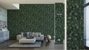 A.S. Création | Vliesová tapeta na zeď Greenery 37210-1 | 0,53 x 10,05 m | zelená, černá