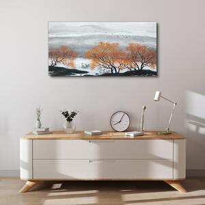Obraz na plátně Obraz na plátně Hory stromy lodě
