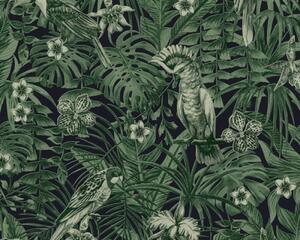 A.S. Création | Vliesová tapeta na zeď Greenery 37210-1 | 0,53 x 10,05 m | zelená, černá