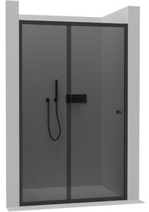 CERANO - Sprchové posuvné dveře Varone L/P - černá matná, grafitové sklo - 140x195 cm