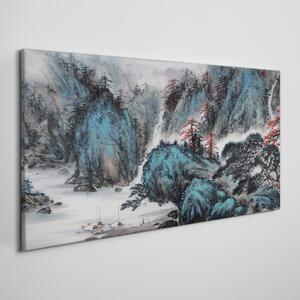 Obraz na plátně Obraz na plátně Horský strom mlhou