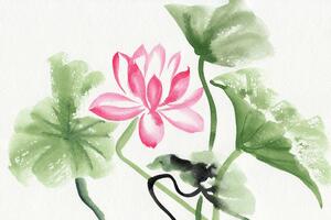 Samolepící tapeta akvarelový lotosový květ