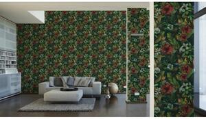 A.S. Création | Vliesová tapeta na zeď Greenery 37216-5 | 0,53 x 10,05 m | zelená, modrá, červená, žlutá, hnědá