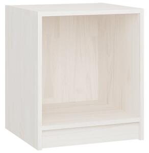 Noční stolek bílý 35,5 x 33,5 x 41,5 cm masivní borové dřevo