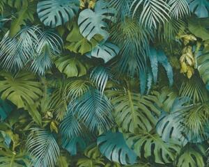 A.S. Création | Vliesová tapeta na zeď Greenery 37280-3 | 0,53 x 10,05 m | zelená, modrá