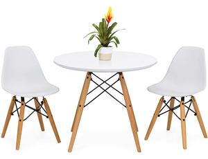 4 ks moderních jídelních židlí se stolem, více barev - bílá