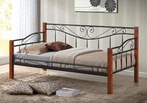 Kovová postel 90x200 cm v dekoru antická třešeň s roštem KN1254