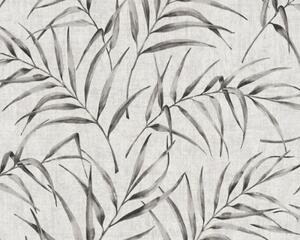A.S. Création | Vliesová tapeta na zeď Greenery 37335-2 | 0,53 x 10,05 m | černá, krémová, šedá