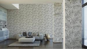 A.S. Création | Vliesová tapeta na zeď Greenery 37335-2 | 0,53 x 10,05 m | černá, krémová, šedá