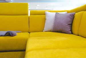 Luxusní sedací souprava, žlutá / hnědé polštářky, levá, MARIETA U - s obrazem na plátně zdarma