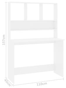 Psací stůl a police Bonard - bílý | 110x45x157 cm