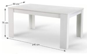 Jídelní stůl, bílá, 140x80 cm, TOMY NEW