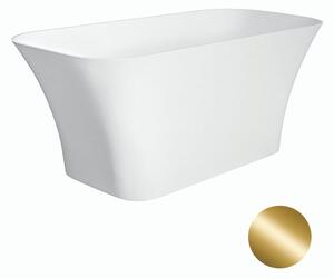 Besco Volně stojící vana z litého mramoru Assos 160x70 Barva: Bílá, Rozměry (cm): 160x70, Typ a barva výpustě: Click-Clack s horním čištěním, zlatá