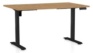 Výškově nastavitelný stůl OfficeTech B, 120 x 80 cm, černá podnož, dub kamenný