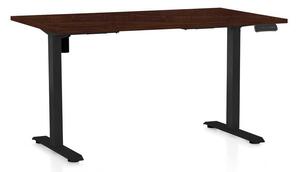 Výškově nastavitelný stůl OfficeTech B, 120 x 80 cm, černá podnož, wenge