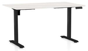 Výškově nastavitelný stůl OfficeTech B, 120 x 80 cm, černá podnož, bílý jasan