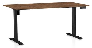 Výškově nastavitelný stůl OfficeTech B, 160 x 80 cm, černá podnož, dub silverjack