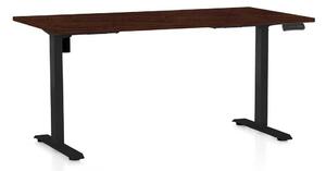 Výškově nastavitelný stůl OfficeTech B, 160 x 80 cm, černá podnož, wenge