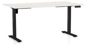 Výškově nastavitelný stůl OfficeTech B, 160 x 80 cm, černá podnož, bílý jasan