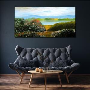 Obraz na plátně Obraz na plátně Květiny vodní stromy obloha