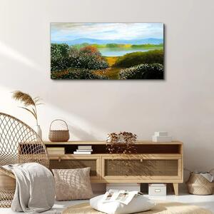 Obraz na plátně Obraz na plátně Květiny vodní stromy obloha