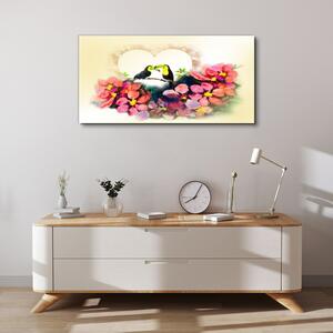 Obraz na plátně Obraz na plátně Abstrakce květiny ptáci srdce
